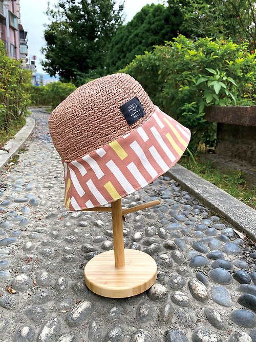 米達創意 可訂製 拉菲草異材質雙面漁夫帽