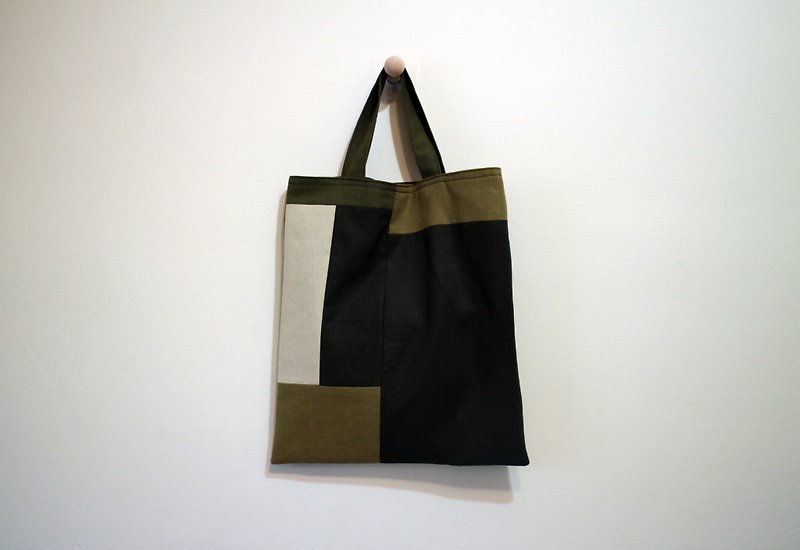 Reversible Patchwork Lightweight Tote Bag Handbag / Forest