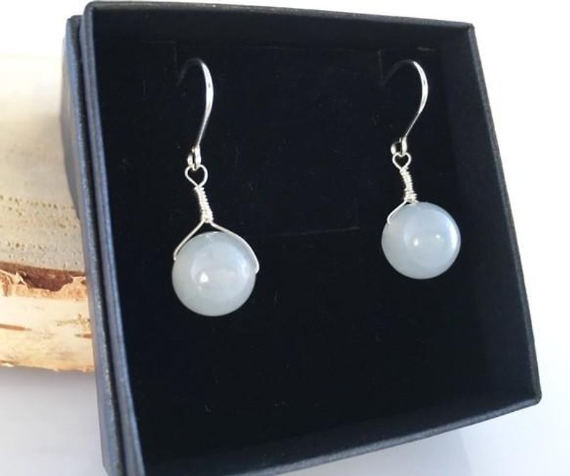 Myanmar natural jade ◇ SV earrings / earrings - Earrings & Clip-ons - Gemstone 