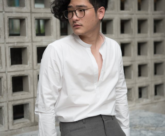 Mandarin collar shirt