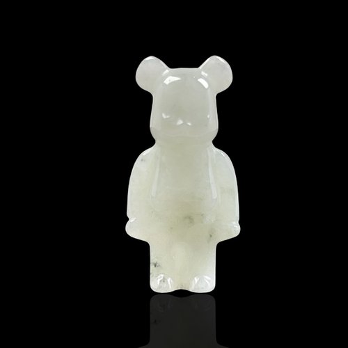 瓔珞翡翠 【熊熊玉見你】冰種飄花翡翠可愛小熊擺飾 | 天然緬甸玉翡翠A貨