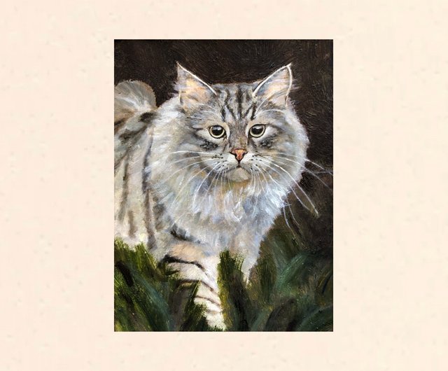 猫が歩いているモダンな壁アート 6x11 インチの猫の肖像画