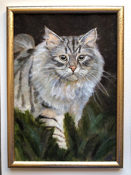 猫が歩いているモダンな壁アート 6x11 インチの猫の肖像画