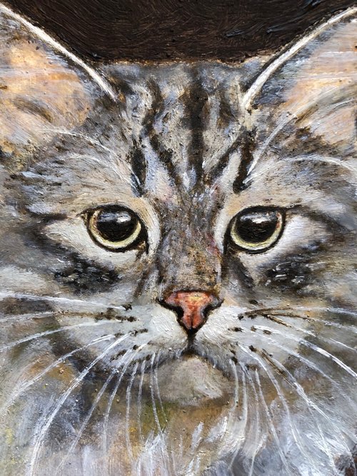 猫が歩いているモダンな壁アート 6x11 インチの猫の肖像画