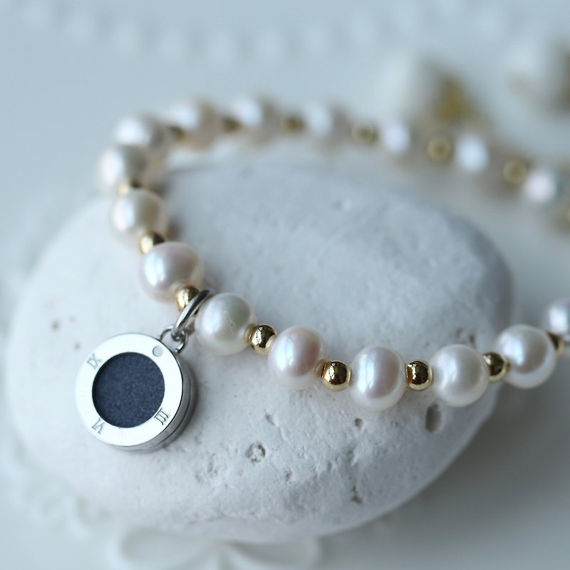 GEM系列 珍珠  擴香石手鏈 | 6mm - 手鍊/手鐲 - 珍珠 白色