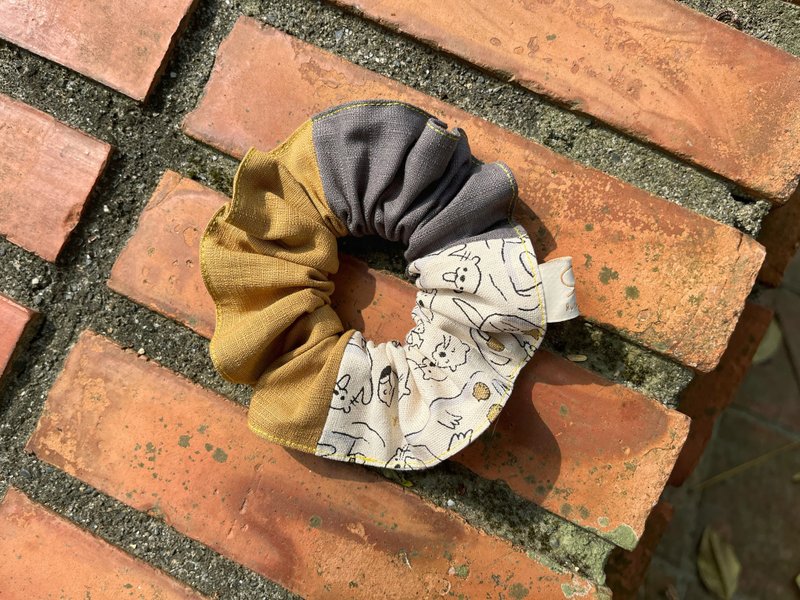 拼接荷葉髮圈 / 甜甜圈髮圈 / 水獺寶寶 - 髮夾/髮圈 - 棉．麻 多色