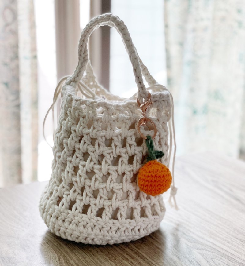 DIY中空小型丸底ハンドバッグ[かぎ針編みバッグ]素材バッグ - 編み物/刺繍/羊毛フェルト/裁縫 - コットン・麻 