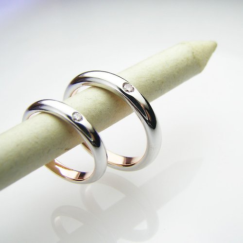 戊子 studio 訂製 男女 對戒 14K金(Au585) 高質感 雙色戒指