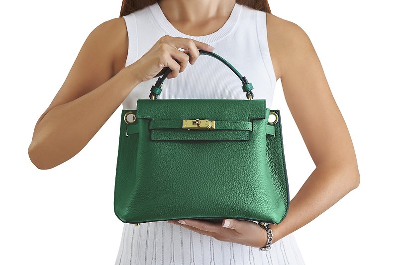 BELLA classic handmade custom leather buckle bag - Handbags & Totes - Genuine Leather Green