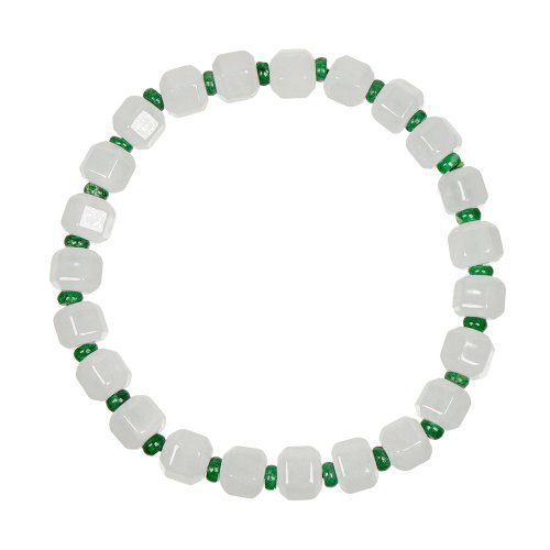 正佳珠寶 Gemsrich Jewelry 【正佳珠寶】翡翠 冰糯種 白翡六角珠 天然A貨翡翠緬甸玉手珠