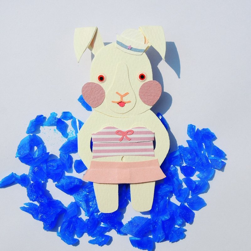 夏限定！【PORORI CARD】USAGI Girl - 卡片/明信片 - 紙 藍色