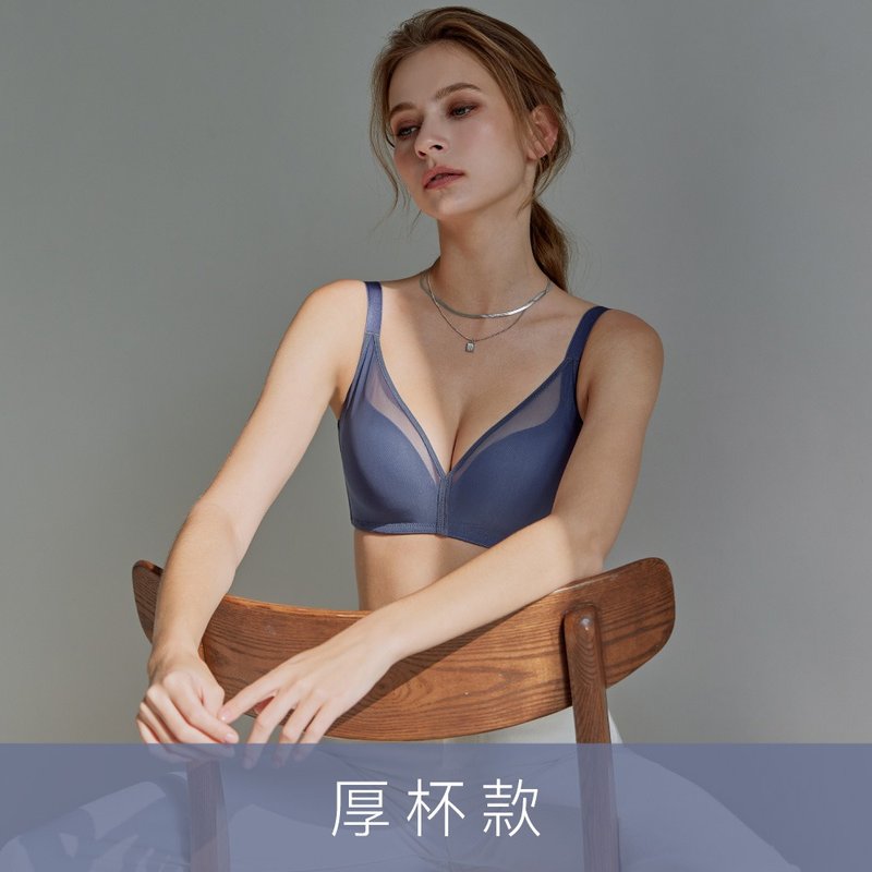 【玳蕾綺】無鋼圈 / 亞特蘭提斯輕透PLUS(BCD罩杯)-深灰藍 DB6380 - 女內衣褲 - 其他人造纖維 藍色