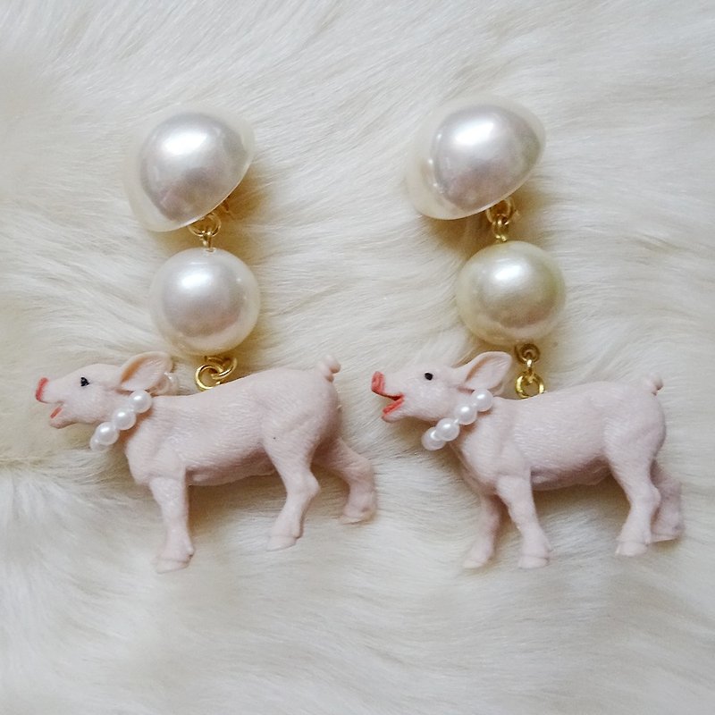 Sedmikrasky Sedmic Rusky Pigs Earrings - Earrings & Clip-ons - Plastic Pink