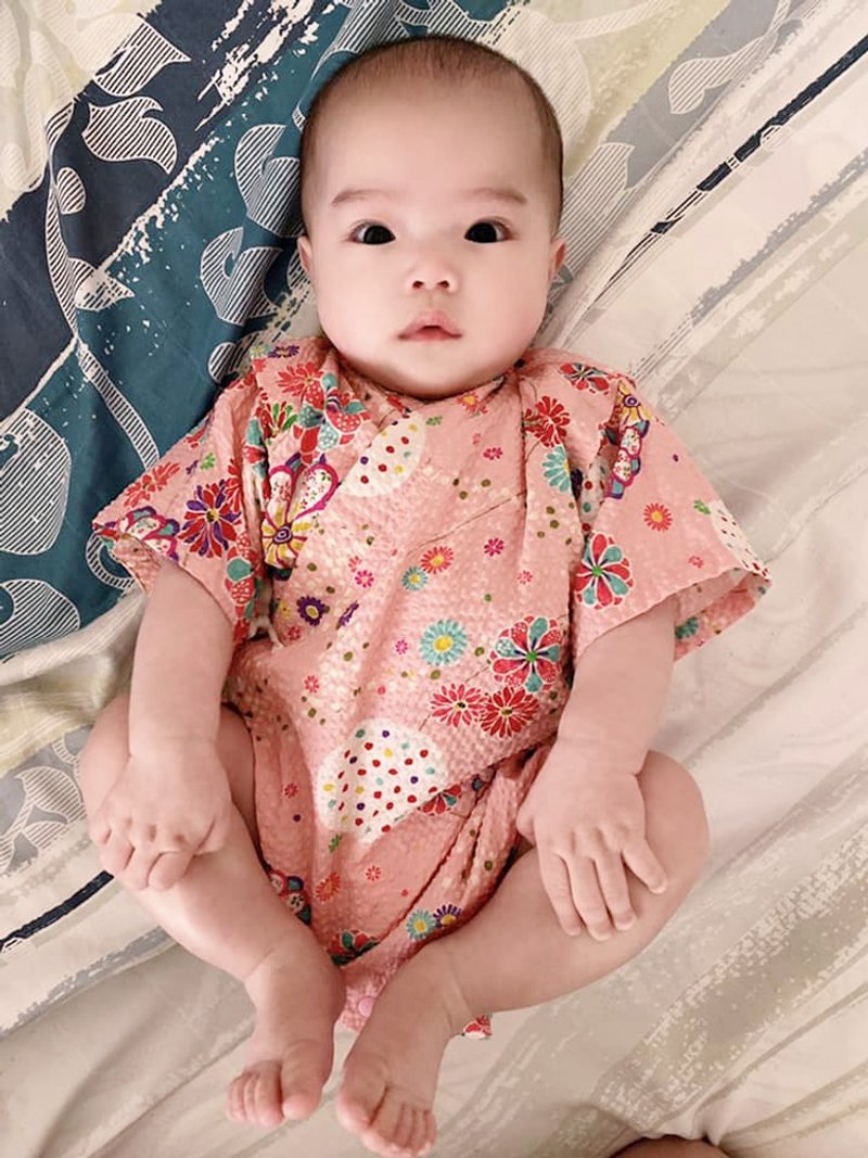 包屁甚平-和風9 嬰幼兒 寶寶 包屁衣和服 浴衣 睡衣 禮盒新生 - 包屁衣/連身衣 - 棉．麻 綠色