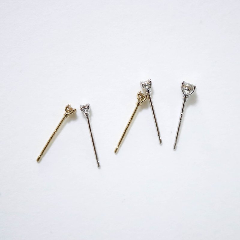 14K Natural Diamond Four-Prong Diamond Earrings - ต่างหู - เครื่องประดับ 