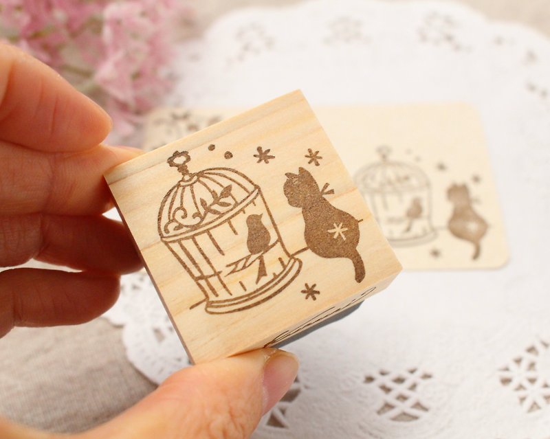 Kitten and bird stamp - Stamps & Stamp Pads - Rubber 