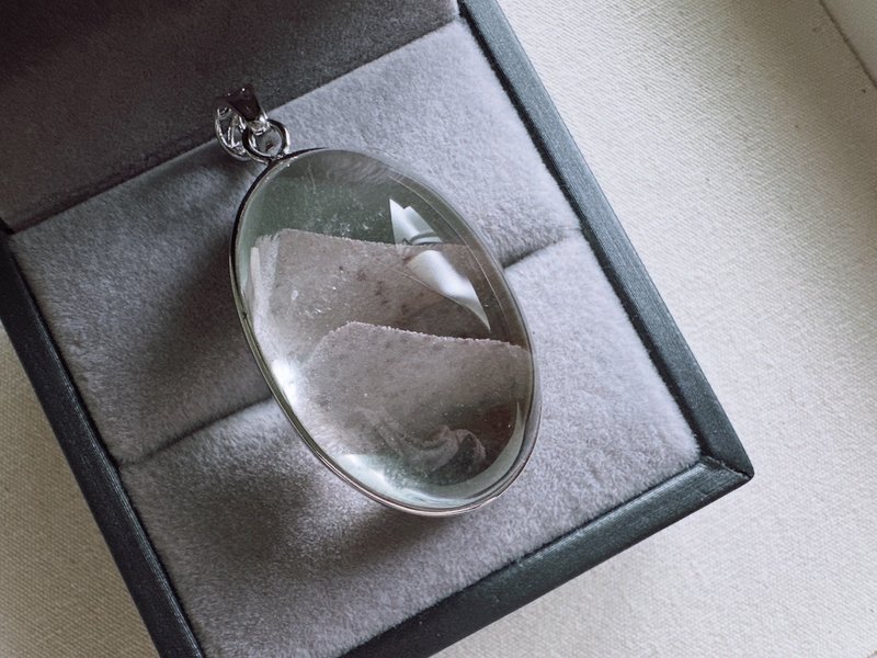 星砂體・千層幽靈水晶・白銅極簡托架吊墜 - 項鍊 - 水晶 