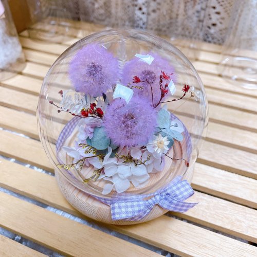 花森室FlowerHouse 永生蒲公英玻璃罩燈 情人禮物畢業禮物永生花乾燥花永生蒲