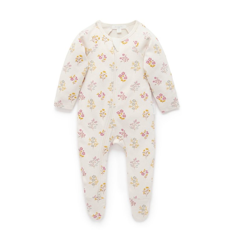 Australian Purebaby organic cotton baby foot-covering jumpsuit/newborn baby onesies small bouquet - Onesies - Cotton & Hemp 