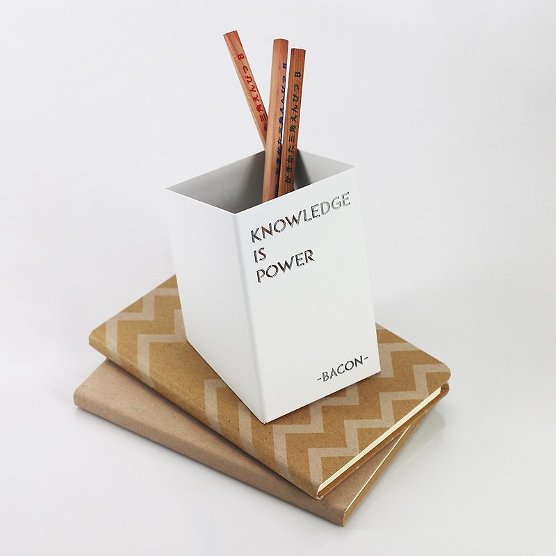 [OPUS Dongqi Metalworking] European wrought iron famous pen holder - Bacon (white) / pen pen holder / stationery storage - Pen & Pencil Holders - Other Metals White