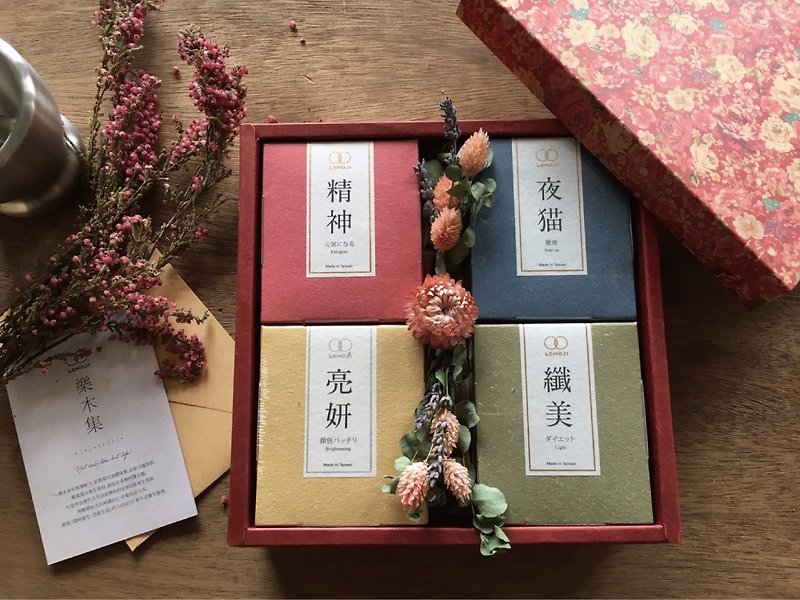 【Four flavors of dried flowers gift set】 Kampo tea drinking care series important care of him / her - 100% natural Chinese herbal tea without taste - Music set - New Year gifts. - อาหารเสริมและผลิตภัณฑ์สุขภาพ - อาหารสด สีแดง