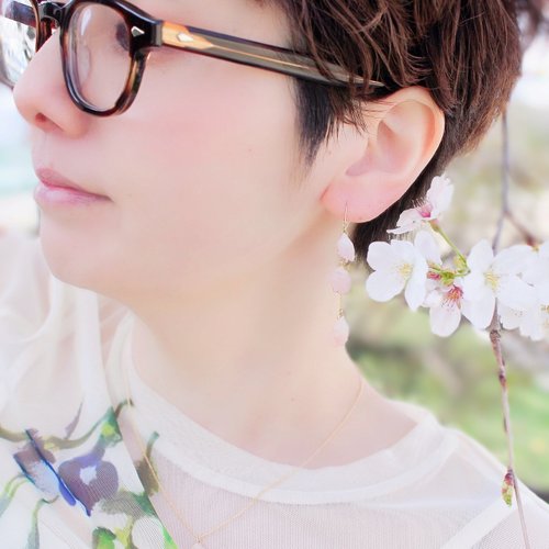 Sakura,Cherry blossoms Earrings,14k gold filled, Dried