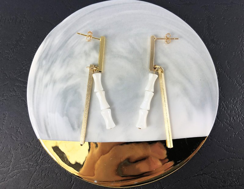 【蟬】和風925純銀鍍14k金耳環 簡約耳環 可改耳夾 手工打磨 - 耳環/耳夾 - 貝殼 金色