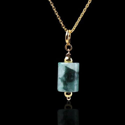 瓔珞珠寶盒 E.L.Jewelry Box 【萬事亨通】飄綠花翡翠路路通項鍊14K包金|天然緬甸翡翠A貨|送禮