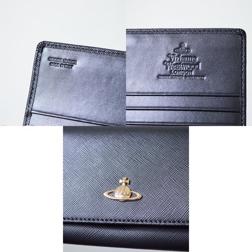 Vintage Vivienne Westwood Saffiano Leather Gold Chain Long