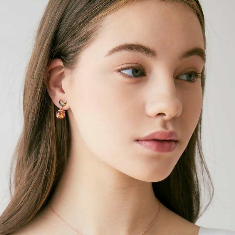 済州みかんスノーボールピアス - ピアス・イヤリング - ガラス 