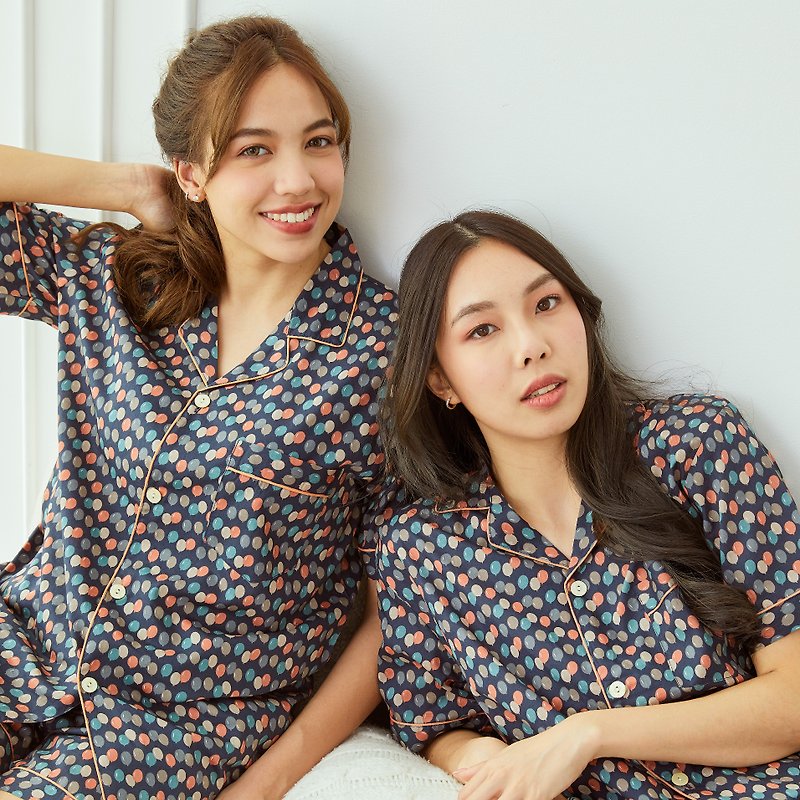 Cotton Pajamas short sleeve with Shorts - Loungewear & Sleepwear - Cotton & Hemp Blue