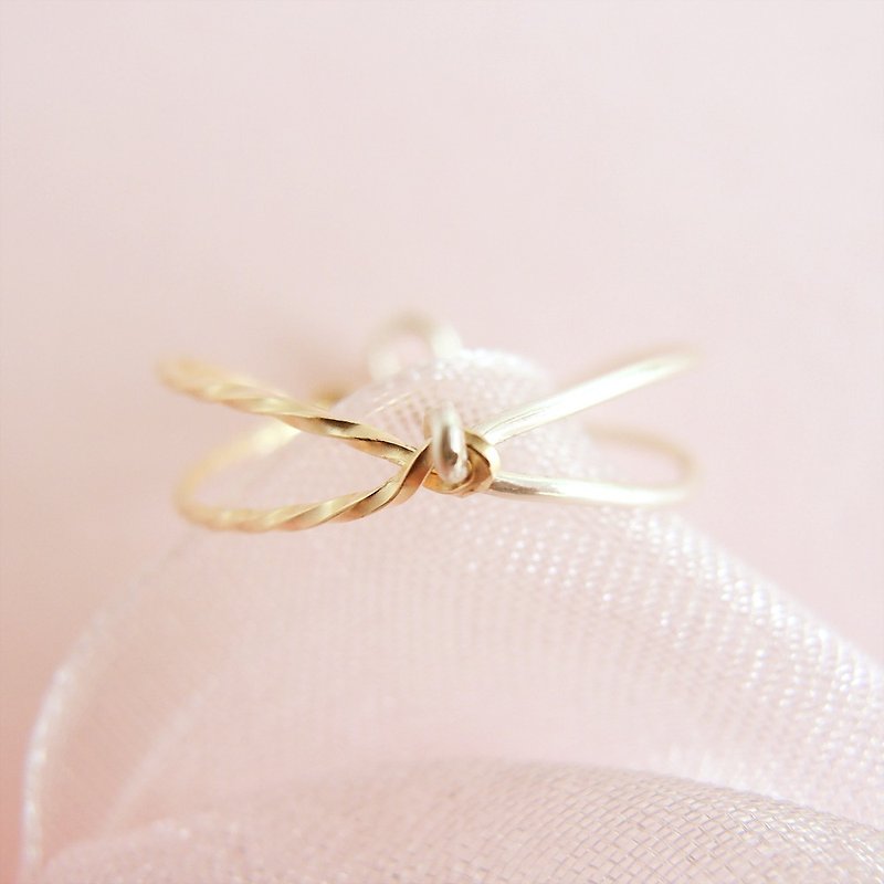 Two-color knot X-ray ring / easy to put on and take off / no jam - แหวนทั่วไป - เครื่องประดับ สีทอง