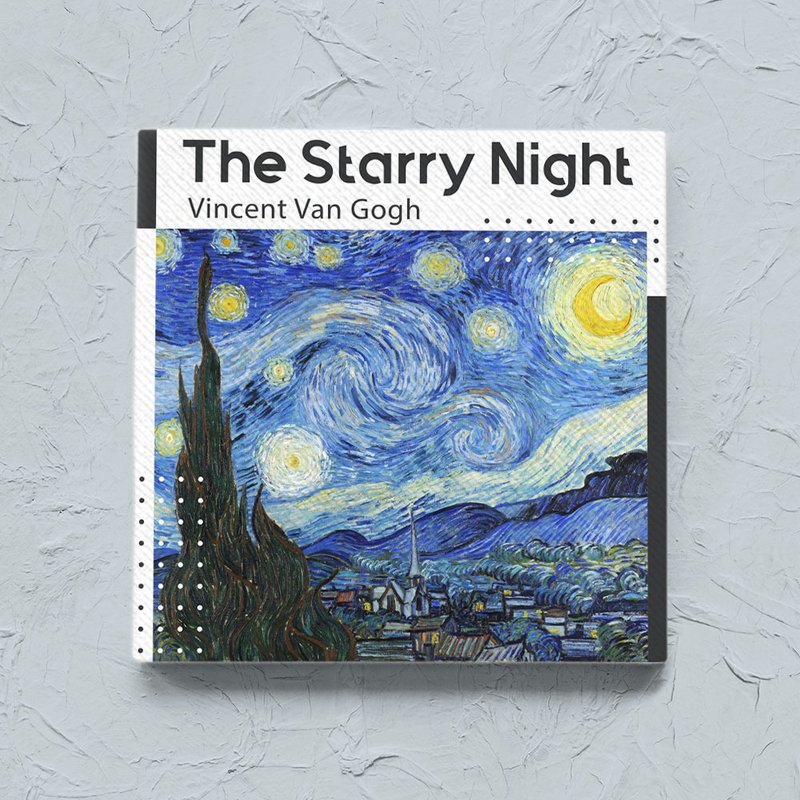 經典名畫 / 梵谷-星夜 / 無框畫 (20x20cm) - 相框/畫框 - 棉．麻 白色
