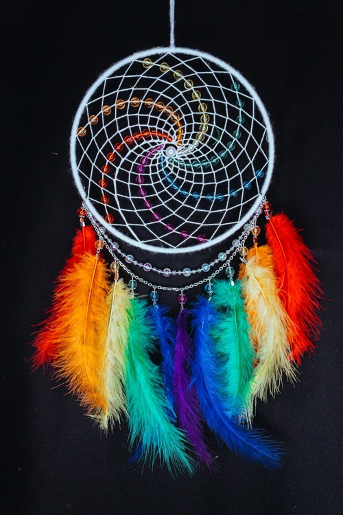 Mr.SkullyPop 純手工捕夢網 Handmade Dreamcatcher-【珠子漩渦-彩虹】