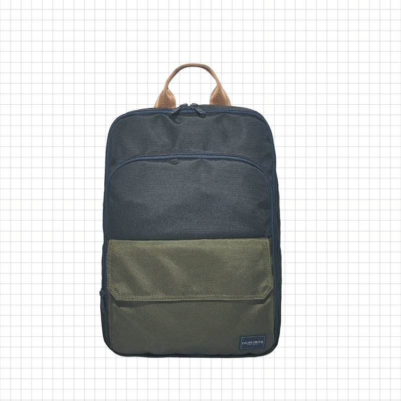 CR2 double-layer square backpack CR2-1399-NB [Taiwanese original bag brand] - กระเป๋าเป้สะพายหลัง - ไนลอน สีน้ำเงิน