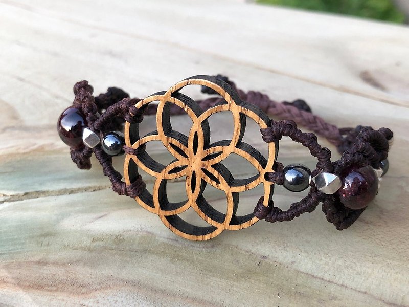 Sacred Geometry Wooden Bracelet Seed of Life - Bracelets - Wood Brown