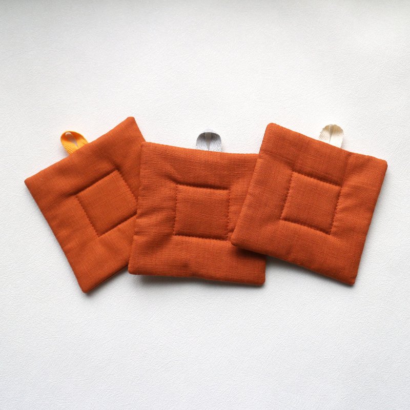 Square Coaster/Orange - ที่รองแก้ว - ผ้าฝ้าย/ผ้าลินิน สีส้ม