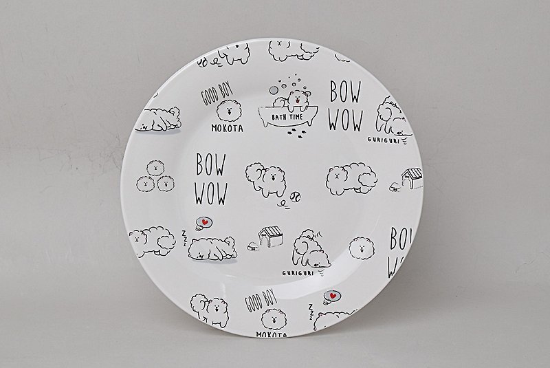 [SHINA CASA, Japan] BOWWOW Dog Pattern - 19cm Cake Pan/Plates/Discs - จานเล็ก - เครื่องลายคราม ขาว