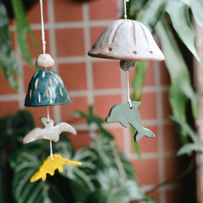Pottery wind chime parent-child pottery hand-painted painting - Pottery & Glasswork - Pottery 