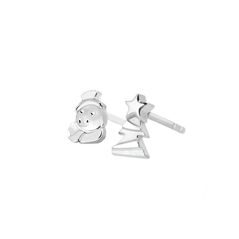 Christmas tree Snowman jump - Earrings & Clip-ons - Paper Silver