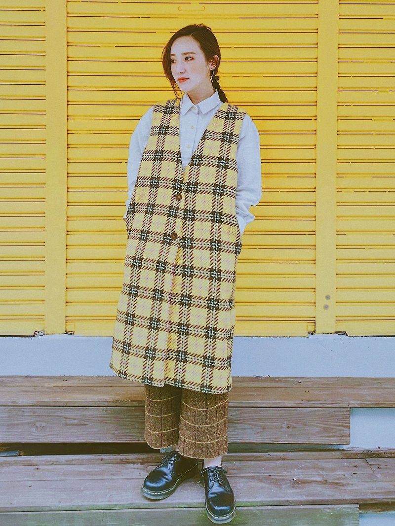 Higurashi Neon Wool Long Vest - เสื้อกั๊กผู้หญิง - ขนแกะ สีเหลือง