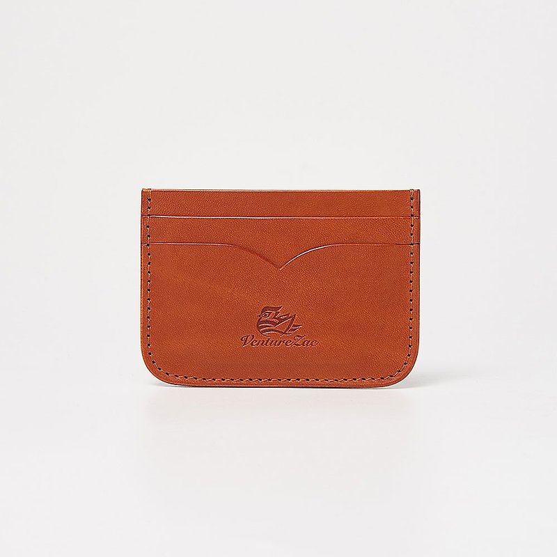 Card Holder / Brown Tan/ Free Engraving - ID & Badge Holders - Genuine Leather Khaki