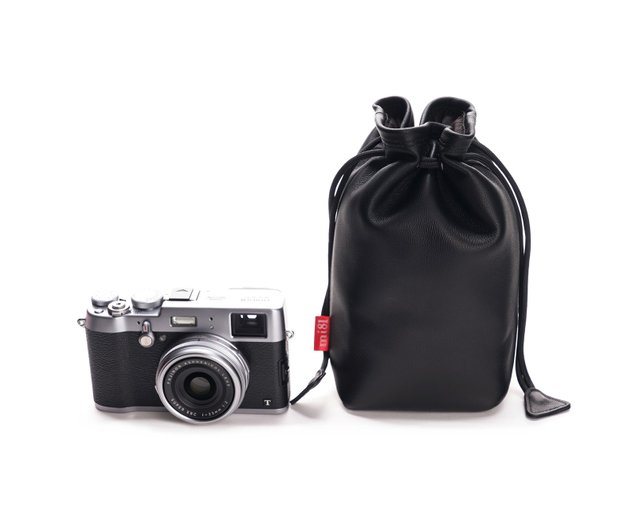 巾着袋【無地シープスキンカメラバッグ ブラック】収納袋 レンズバッグ