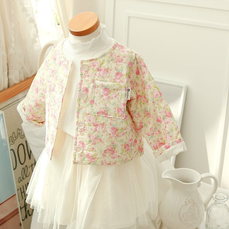 lovely rose flower baby 2oz cotton jacker - 男/女童外套 - 棉．麻 多色
