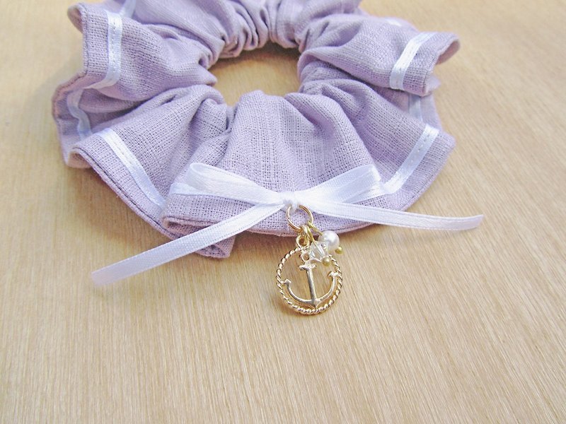 Sailor Series-Lavender Purple- Scrunchie Tie - เครื่องประดับผม - ผ้าฝ้าย/ผ้าลินิน สีม่วง