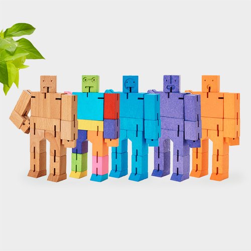 Cubebot 臺灣總代理 Cubebot 酷比人【經典小型】山毛櫸積木變形機器人玩具益智公仔