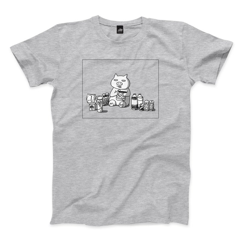 Pigs that eat a lot-dark Linen-neutral T-shirt - Men's T-Shirts & Tops - Cotton & Hemp Gray