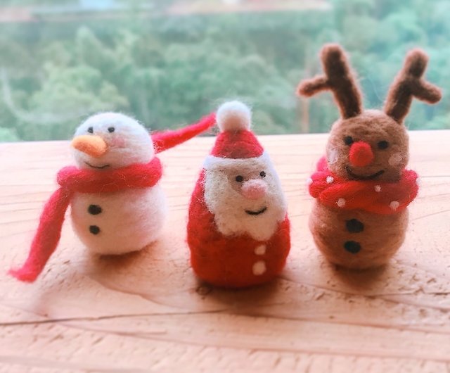 手作り羊毛フェルト - クリスマス-Xmas-雪だるま - サンタクロース 