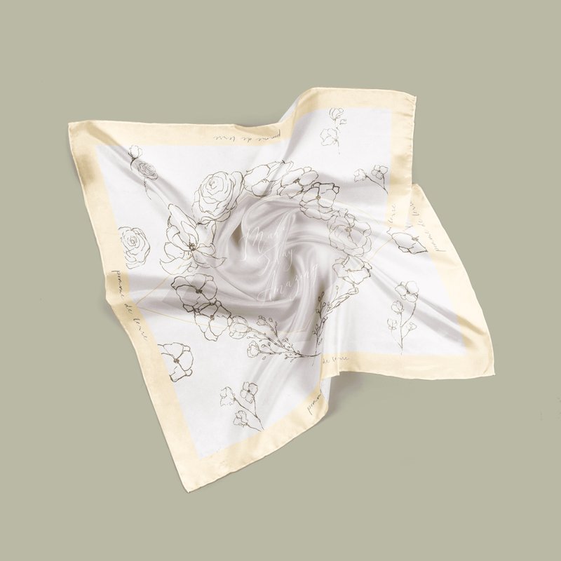 Make Today Amazing 真絲絲巾 100% silk | 70x70cm - 絲巾 - 絲．絹 卡其色