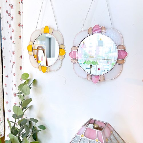 Marchen Glass Candy Mirror 2 color, Stained glass mirror design, Handmade hanging glass
